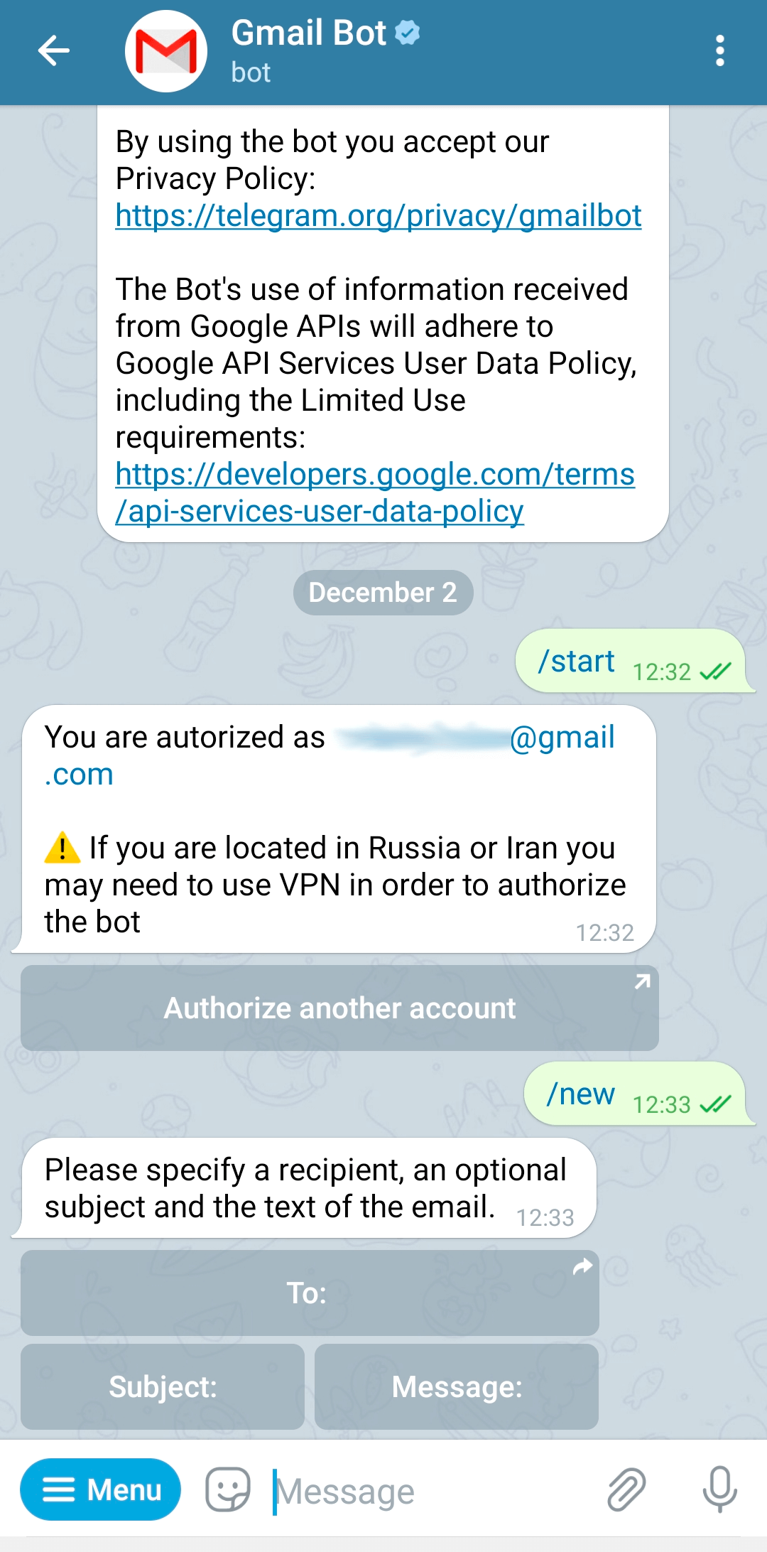 Telegram Group Bot Management