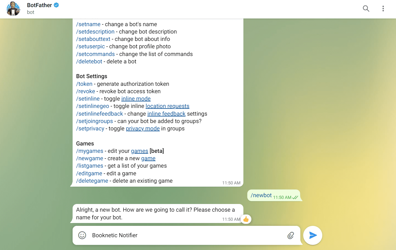 Telegram Notification Example