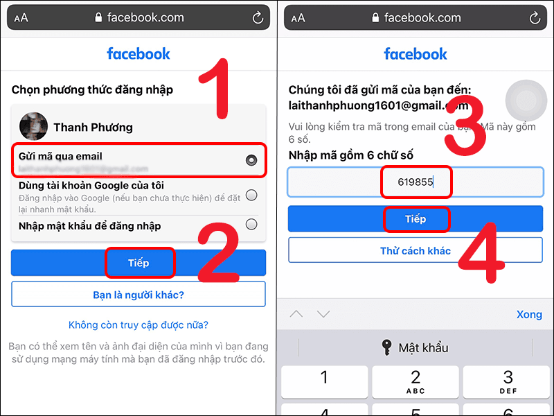 Khôi phục tài khoản qua email