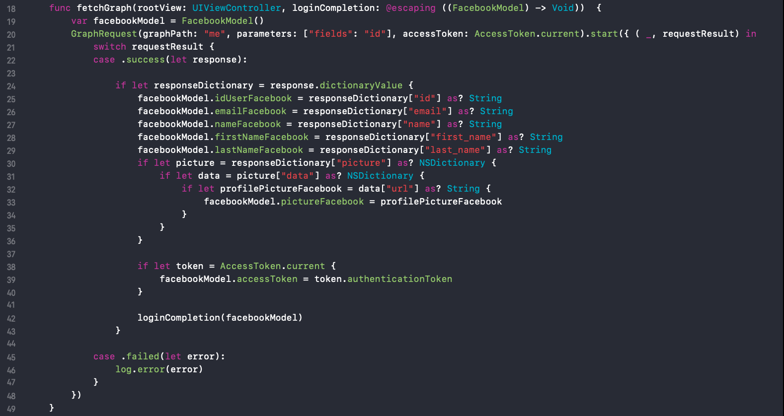 Mô tả lỗi com.facebook.sdk.core 309