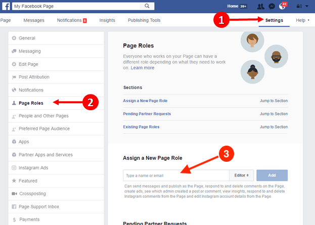 Facebook Page give admin access