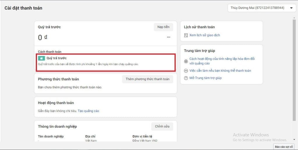 Tài khoản trả trước