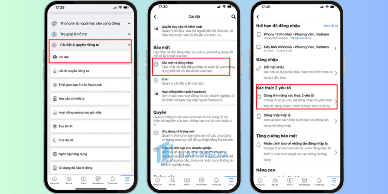 cach tat xac thuc 2 yeu to facebook tren dien thoai buoc 1