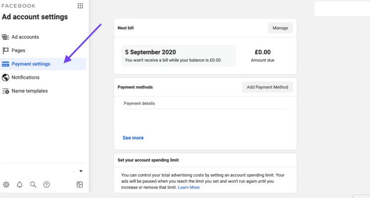 click payment settings