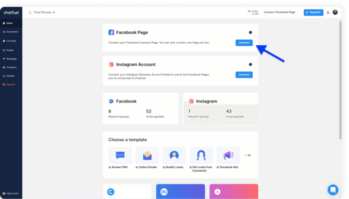 connect your Facebook page to Chatfuel def77deac2