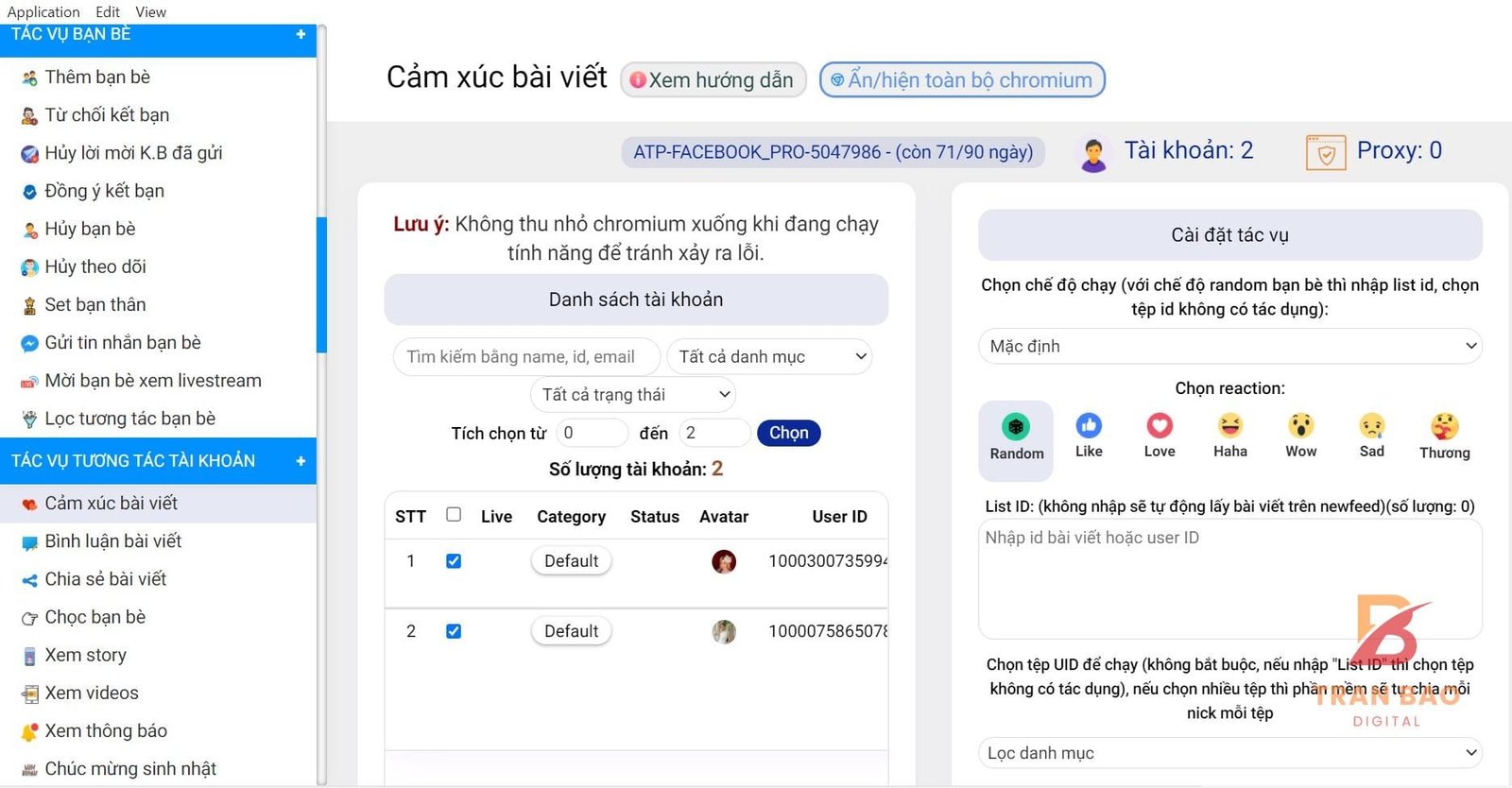 hướng dẫn sử dụng auto tương tác Facebook