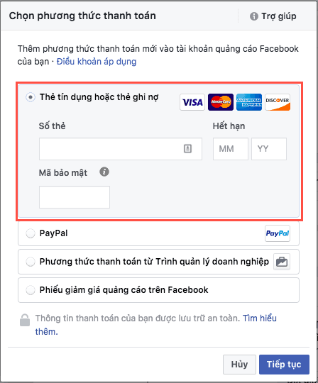 Thanh toán quảng cáo Facebook