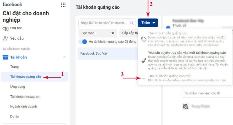tao tai khoan quang cao tren facebook 1