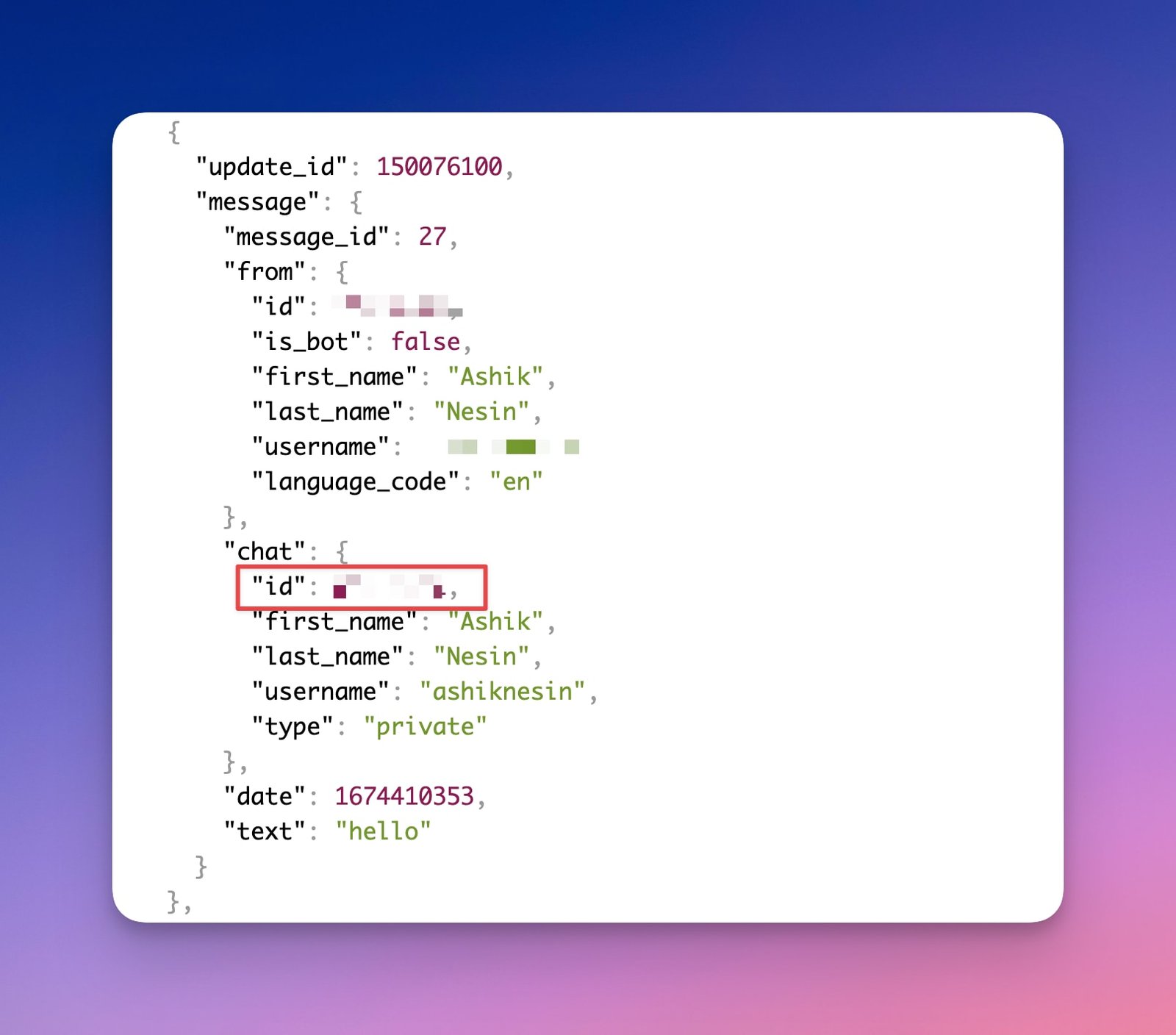 Lấy chat ID từ bot @myidbot
