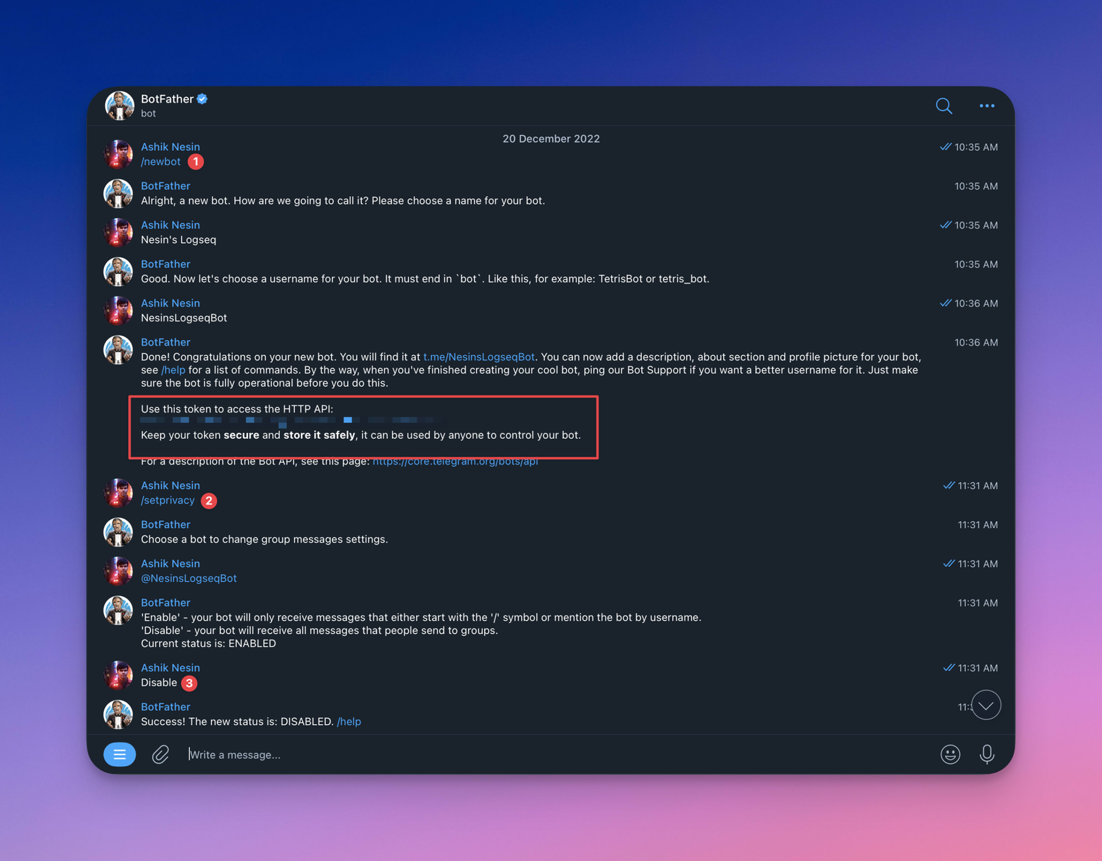 BotFather tạo bot Telegram