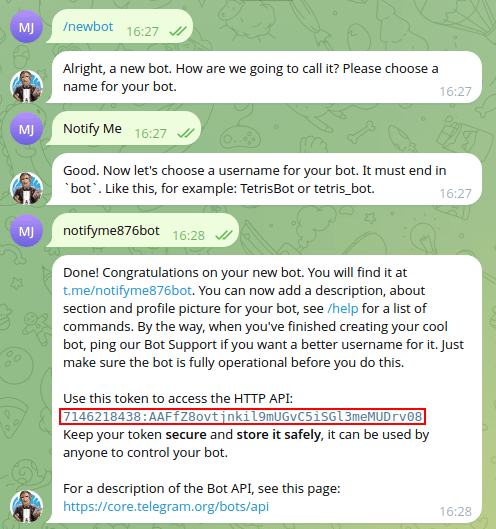 Tạo bot Telegram qua BotFather
